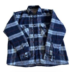 Rugged Point Jacket Mens Large Blue Plaid Sherpa Lined Flannel Workwear Warm